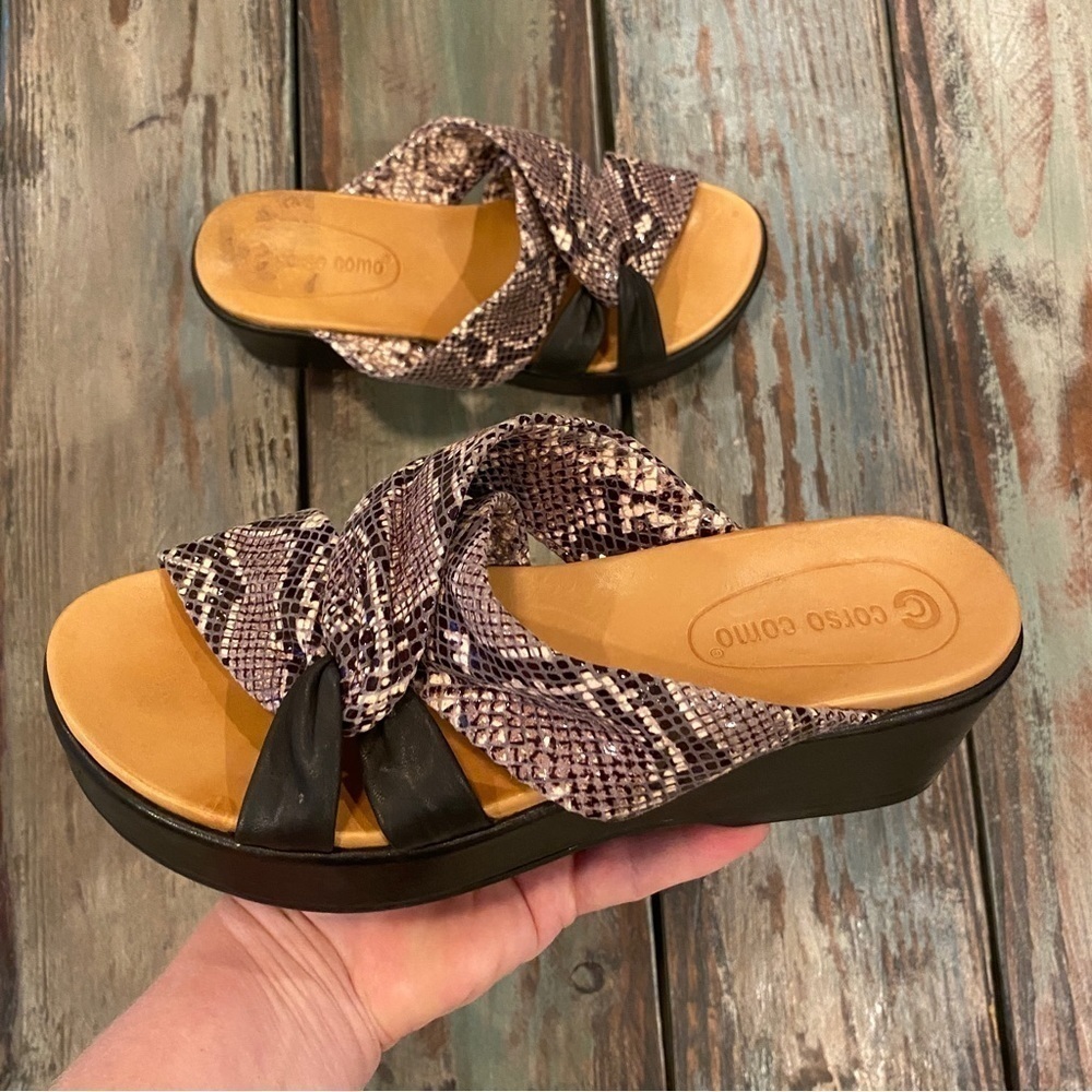 Corso Como 6.5 Wynnter Platform Slide Sandal Snakeskin Print Leather Wedge Shoes - Picture 14 of 15
